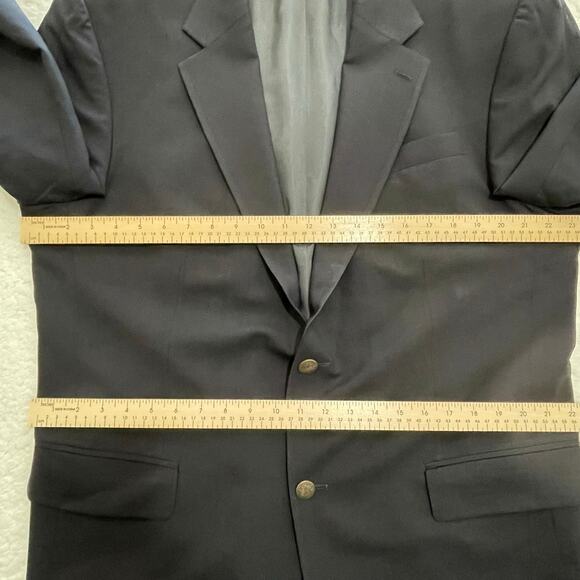 Vintage Oscar de la Renta Black Wool Blazer Sport Coat 44L Gold Crest Buttons - Picture 8 of 12